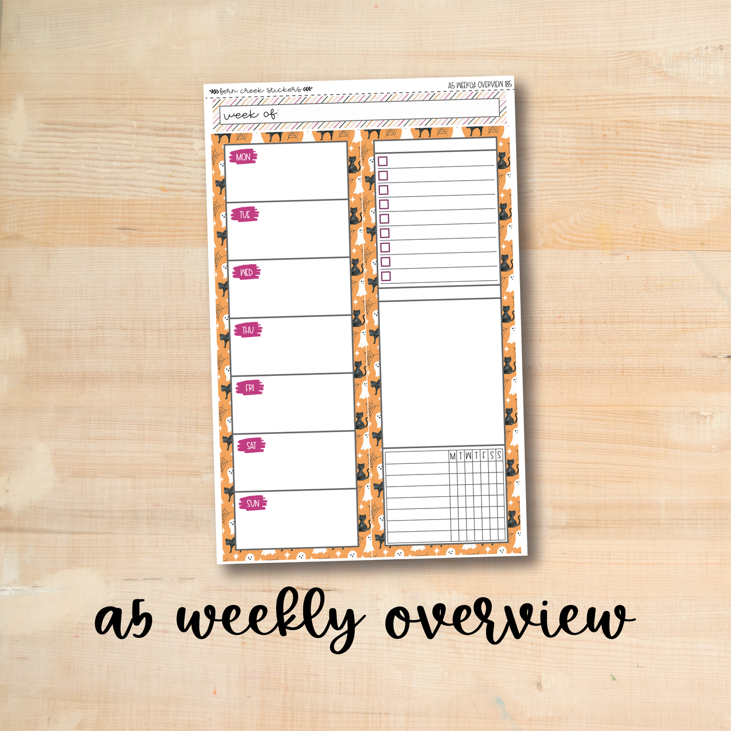 A5-WO 185 || CUTE HALLOWEEN A5 Daily Duo Erin Condren Weekly Overview