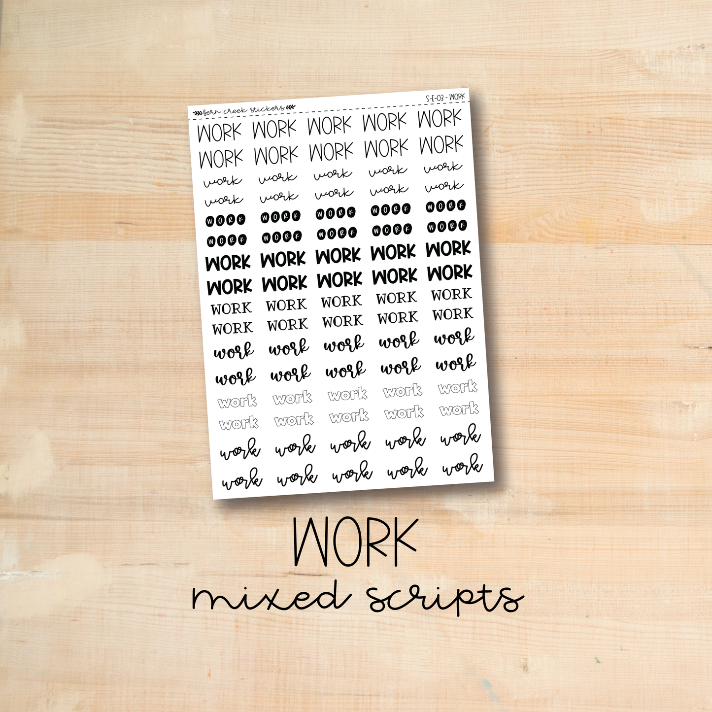 S-E-03 || WORK mixed script stickers