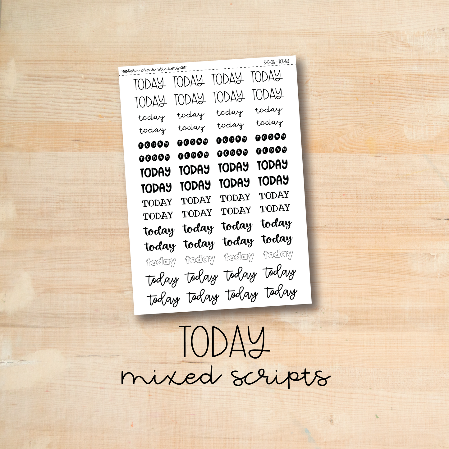 S-E-06 || TODAY mixed script stickers