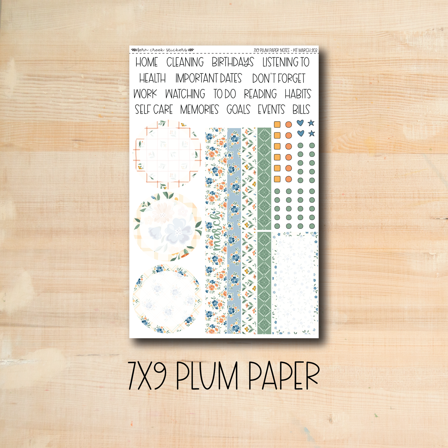 7x9 Plum NOTES-203 || IN BLOOM 7x9 Plum Paper March notes page