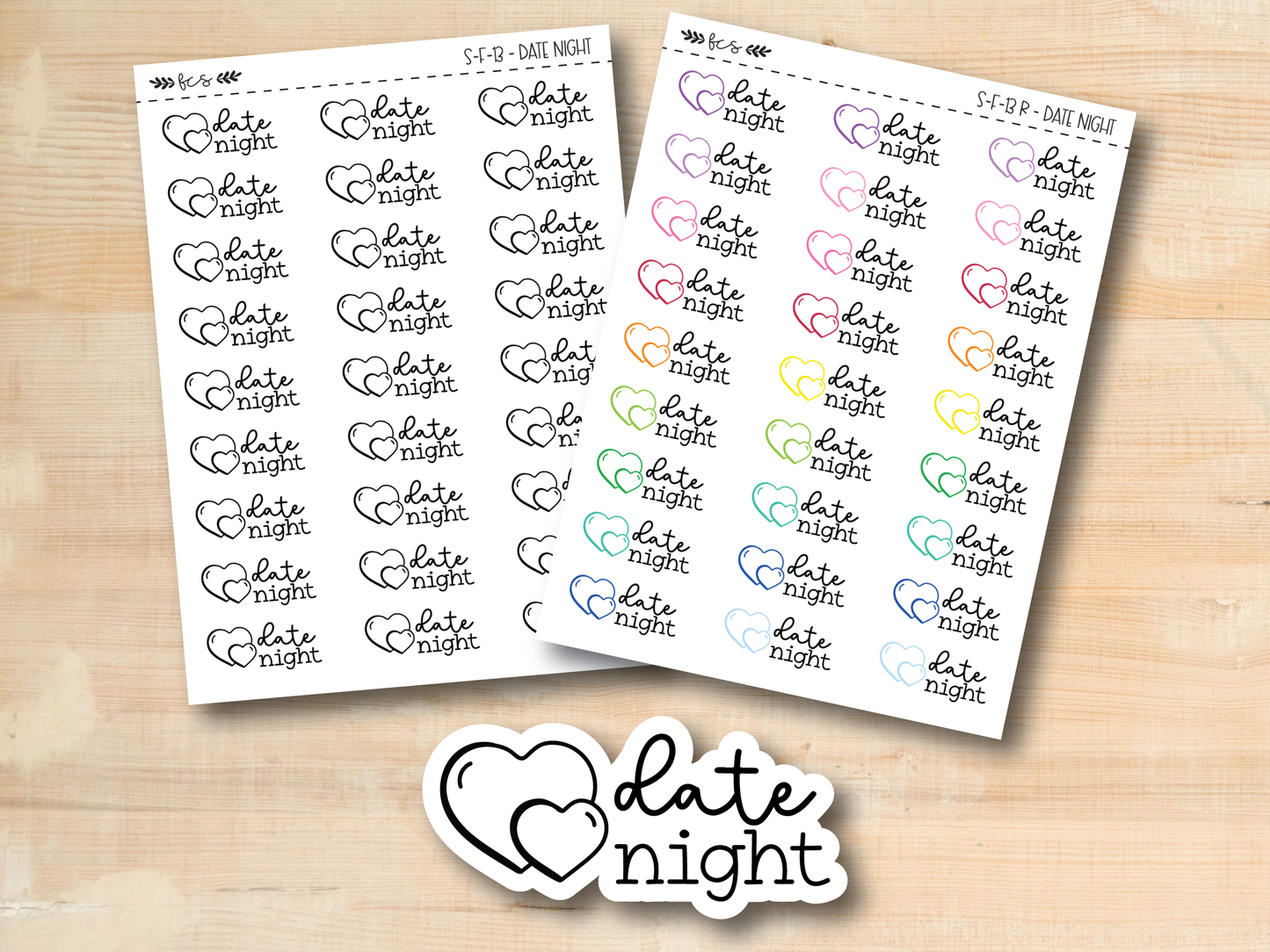 S-F-13 || DATE NIGHT doodle script stickers