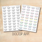 two stickers with the words doctor app on them