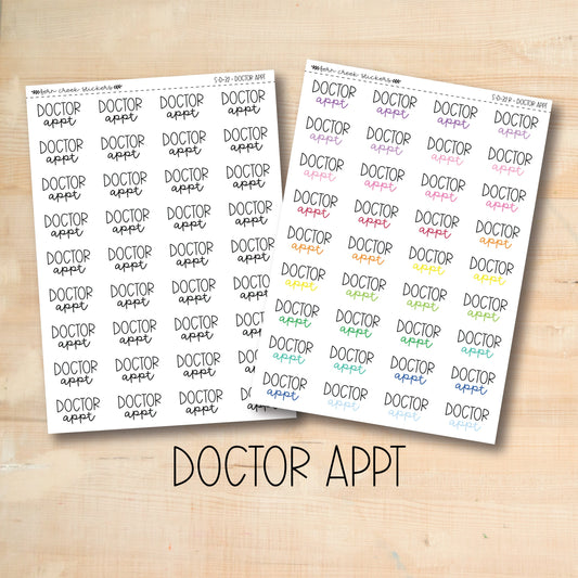 two stickers with the words doctor app on them