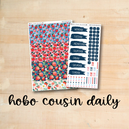 two stickers with the words hobo - cousin daily on them