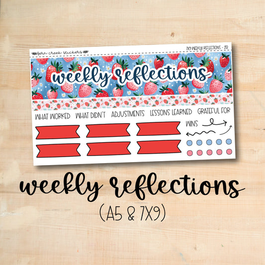 a wooden table with a sticker that says weekly reflections