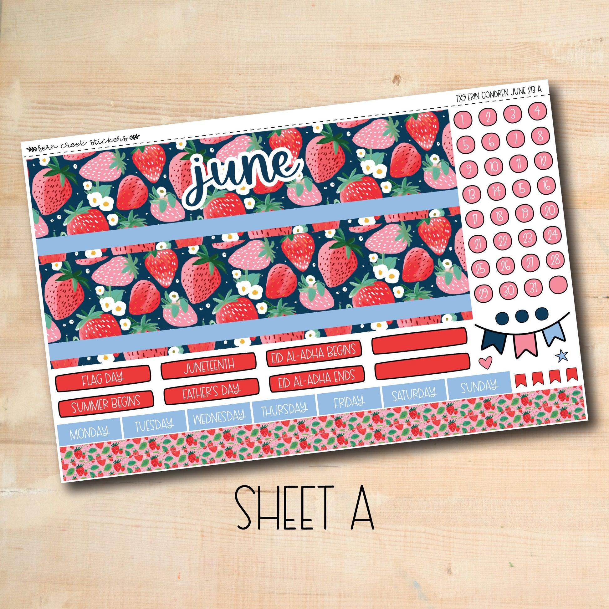 a sticker sheet with strawberries on it