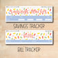 two coupons with the words savings trackerr and bill trackerr