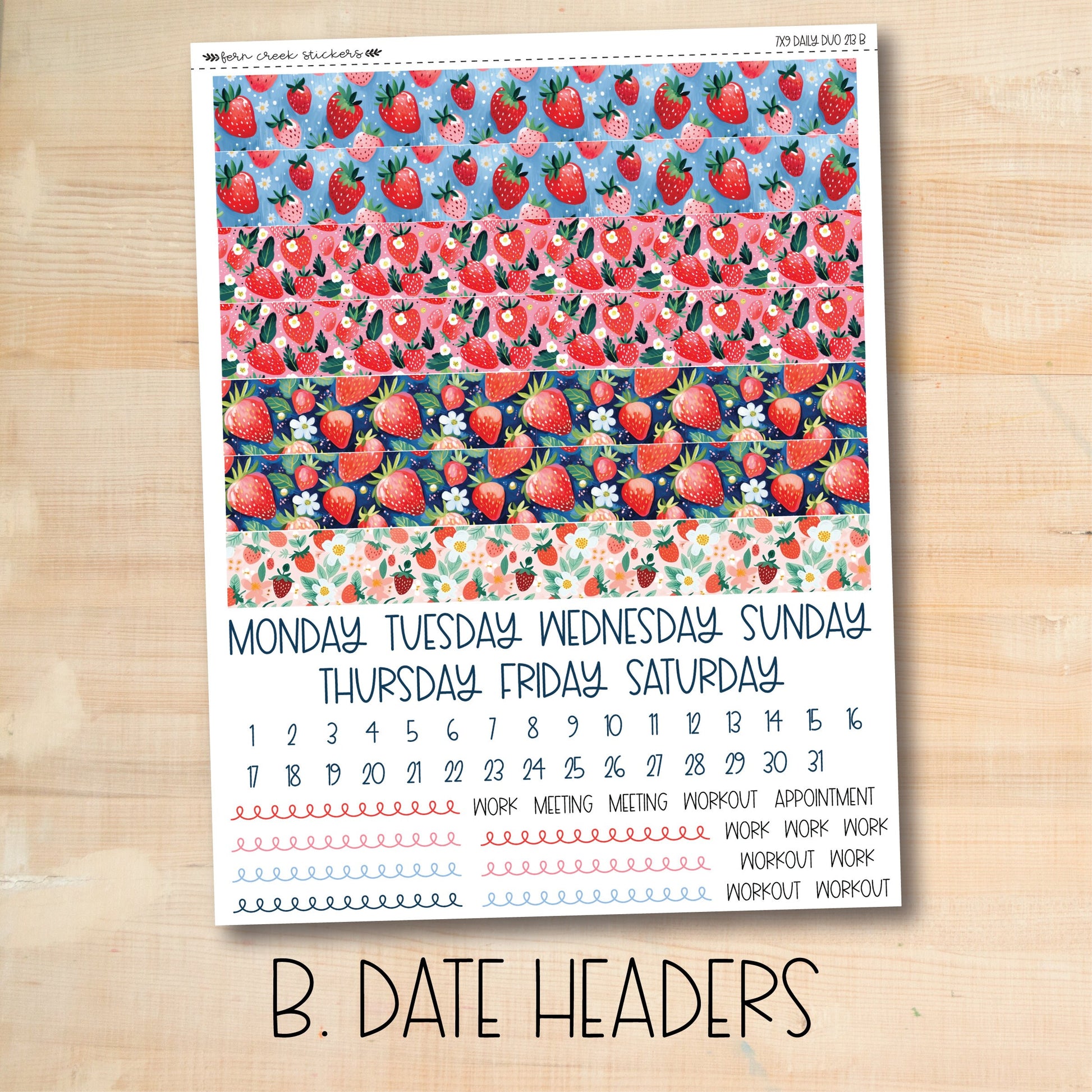 a calendar with a bunch of strawberries on it