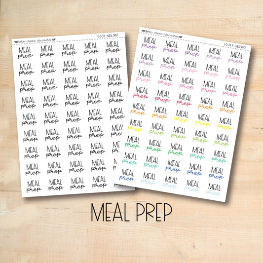 the meal prep stickers are on a wooden surface