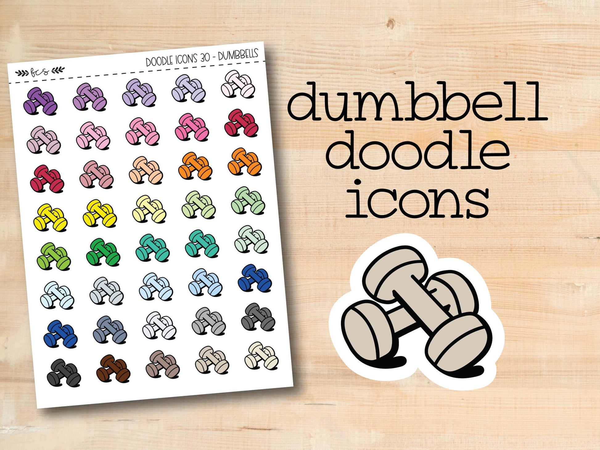 a sticker of dumbbell doodle icons