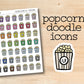 a sticker of popcorn doodle icons