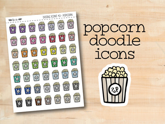 a sticker of popcorn doodle icons