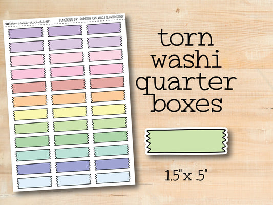 a sticker of torn washi quarter boxes