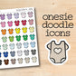 a sticker with a picture of a baby&#39;s onesie doodle icons