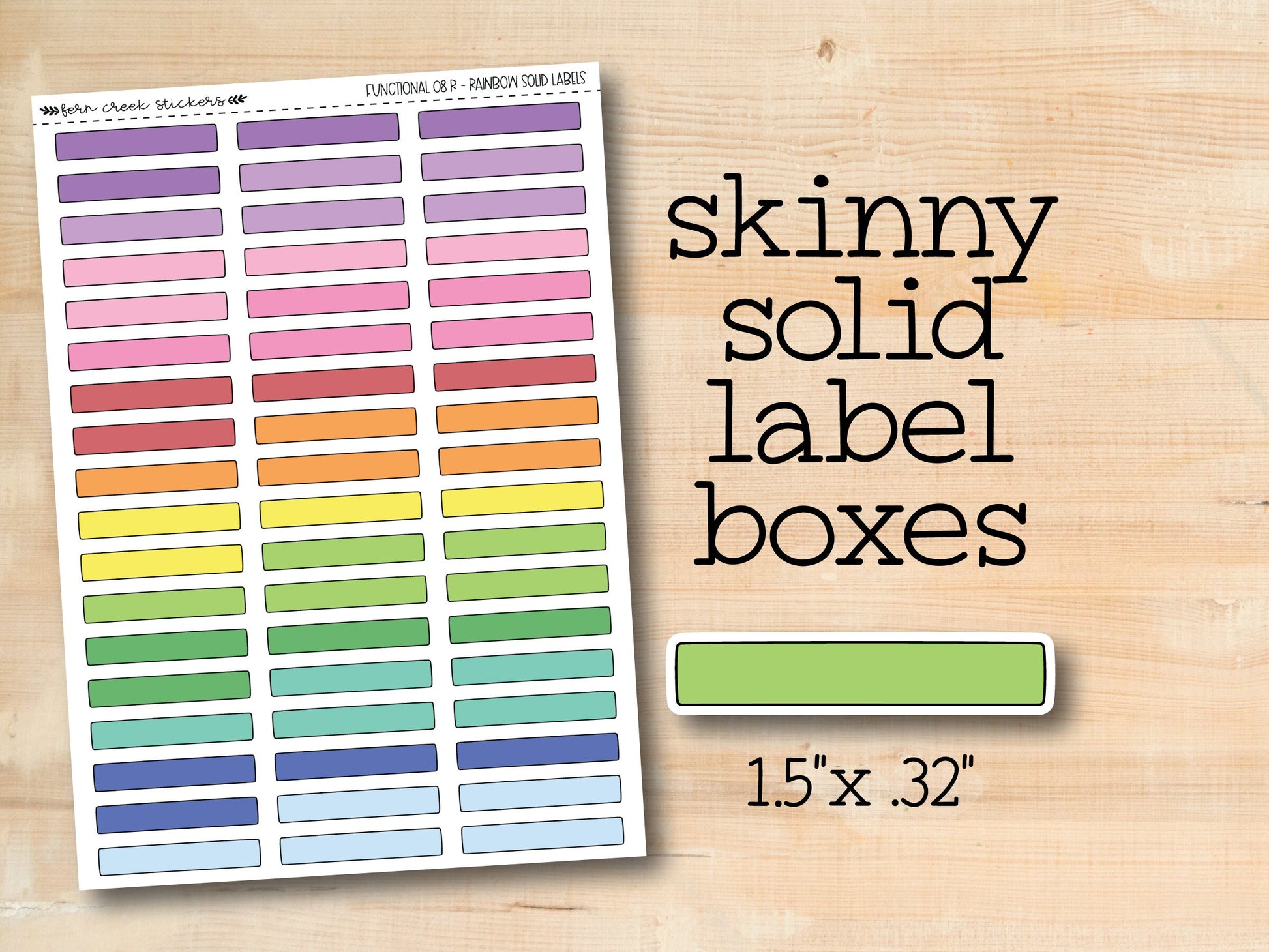 a sticker of skinnyy solid label boxes