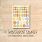 a picture of a wooden surface with the words p transparent transparent sampler on it