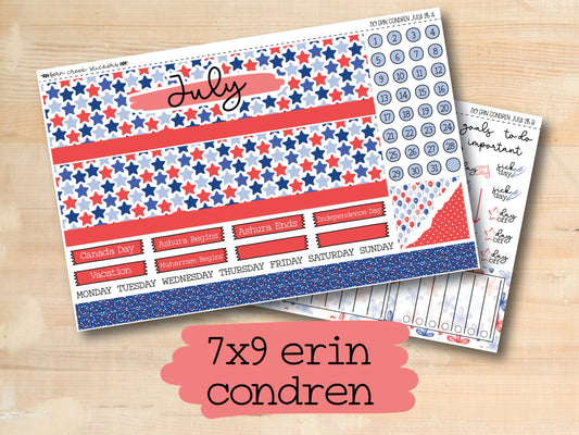 EC 7x9 215 || STARS & STRIPES July 7x9 Erin Condren monthly planner kit