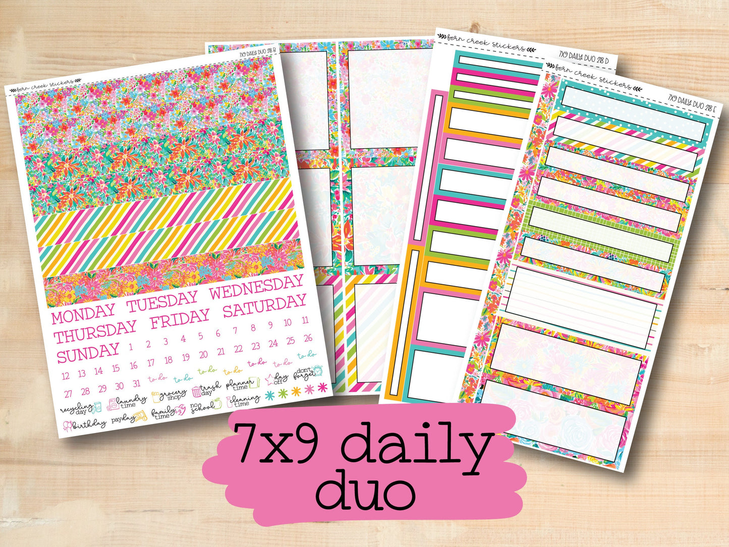 a set of planner pages with the text 7x9 daily duo