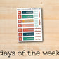 a sticker with the words days of the week on it