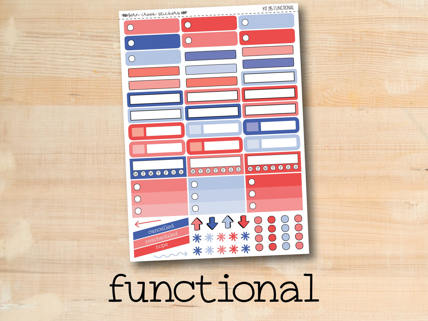 a sticker sheet with the words functional on it