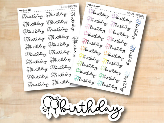 two sheets of paper with the words birthday written on them