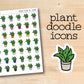 a sticker of a potted plant with the words plant doodle icons