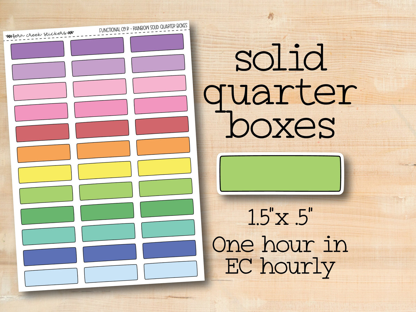 a colorful sticker with the words solid quarter boxes