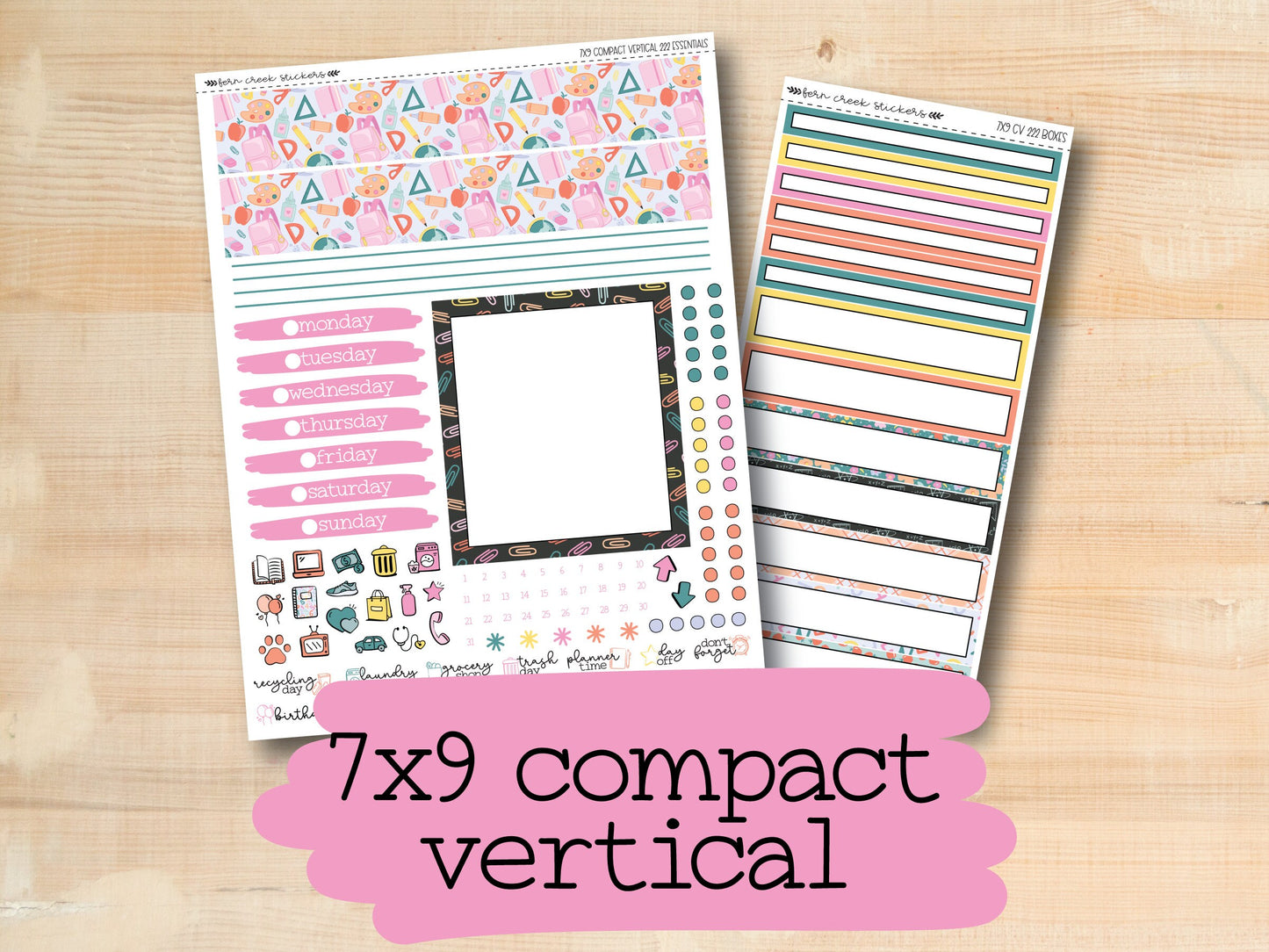 a variety of stickers with the text 7x9 compact vertical