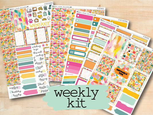 the weekly kit includes a variety of stickers