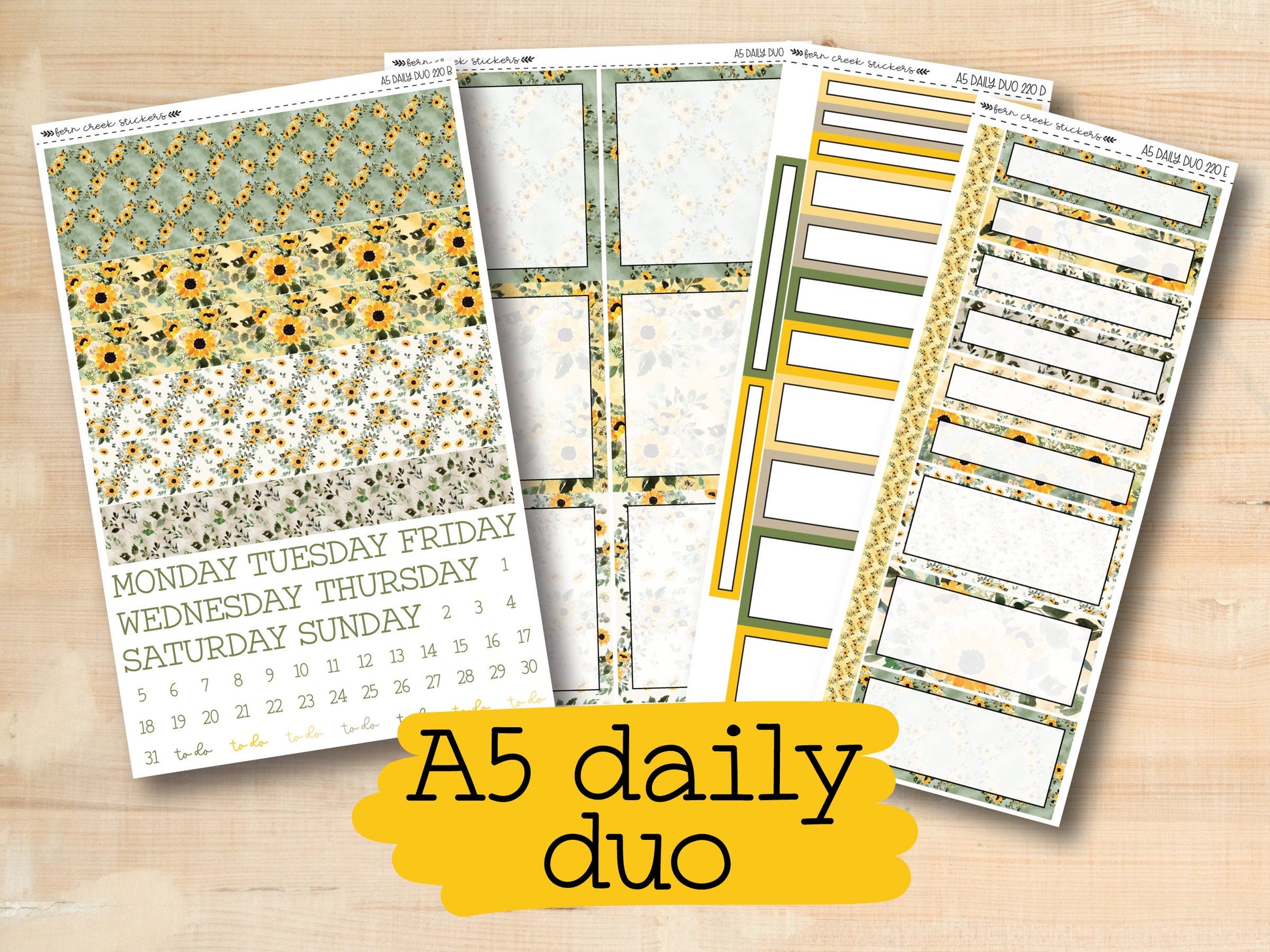 a5 daily planner with sunflowers on it