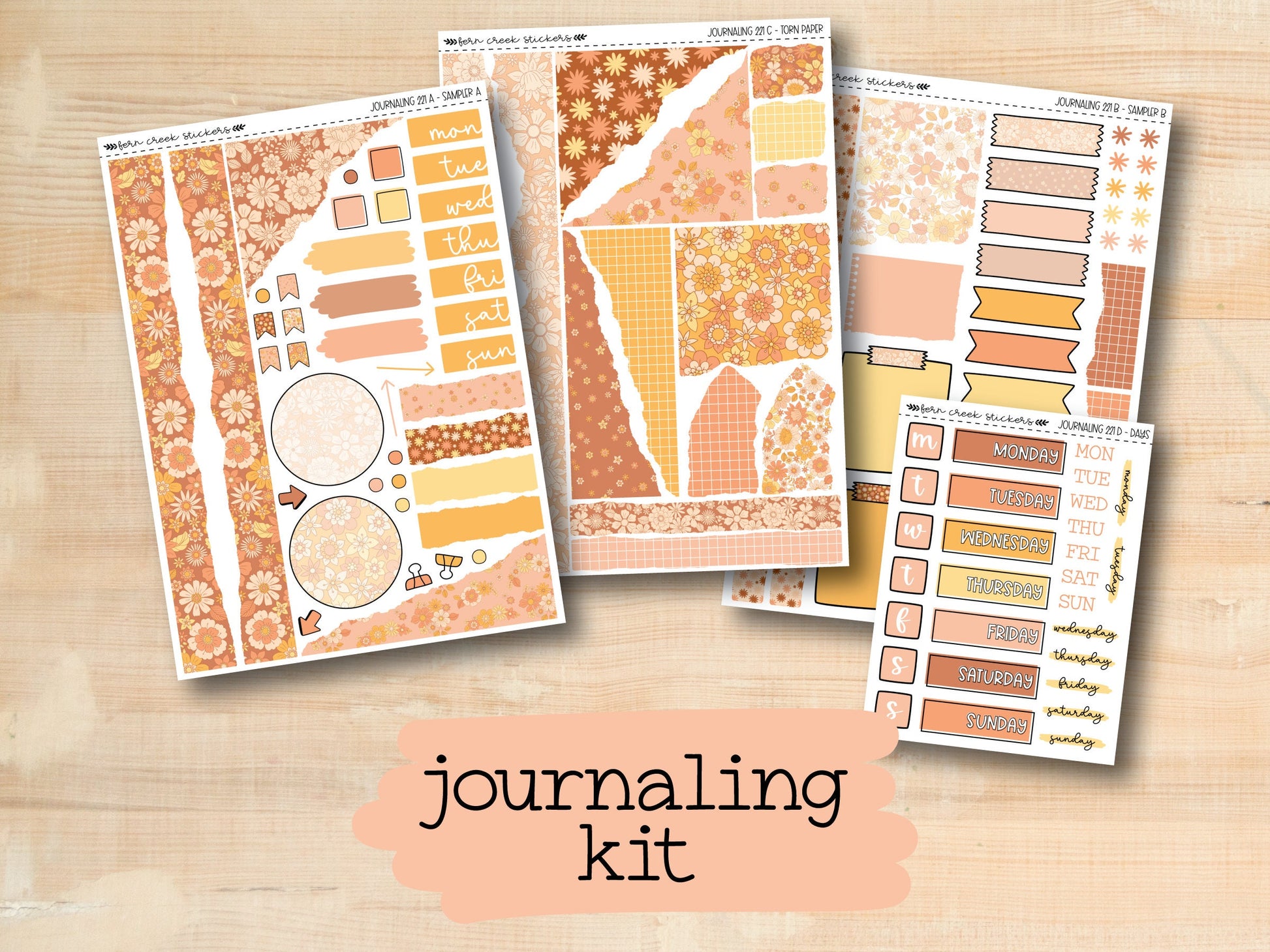 a collection of orange and yellow planner stickers