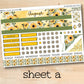 a sheet of stickers with sunflowers on it