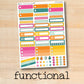 a colorful sticker sheet with the words functional on it