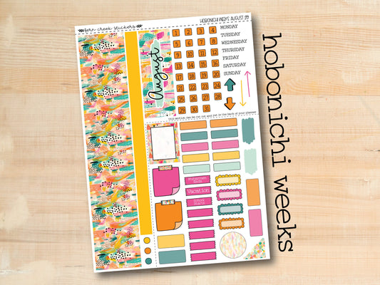 a close up of a sticker sheet with a wooden background