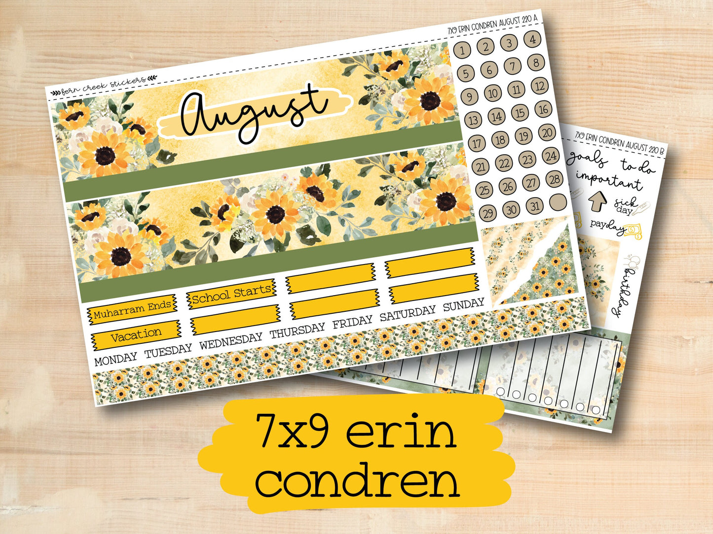 a yellow and green floral planner sticker