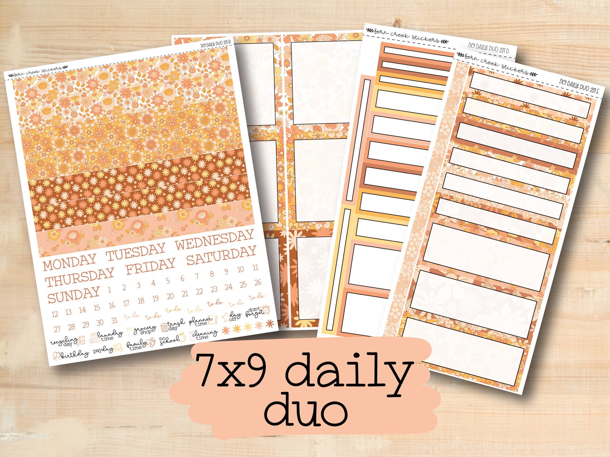 a set of three daily planner pages with the text 7x9 daily duo