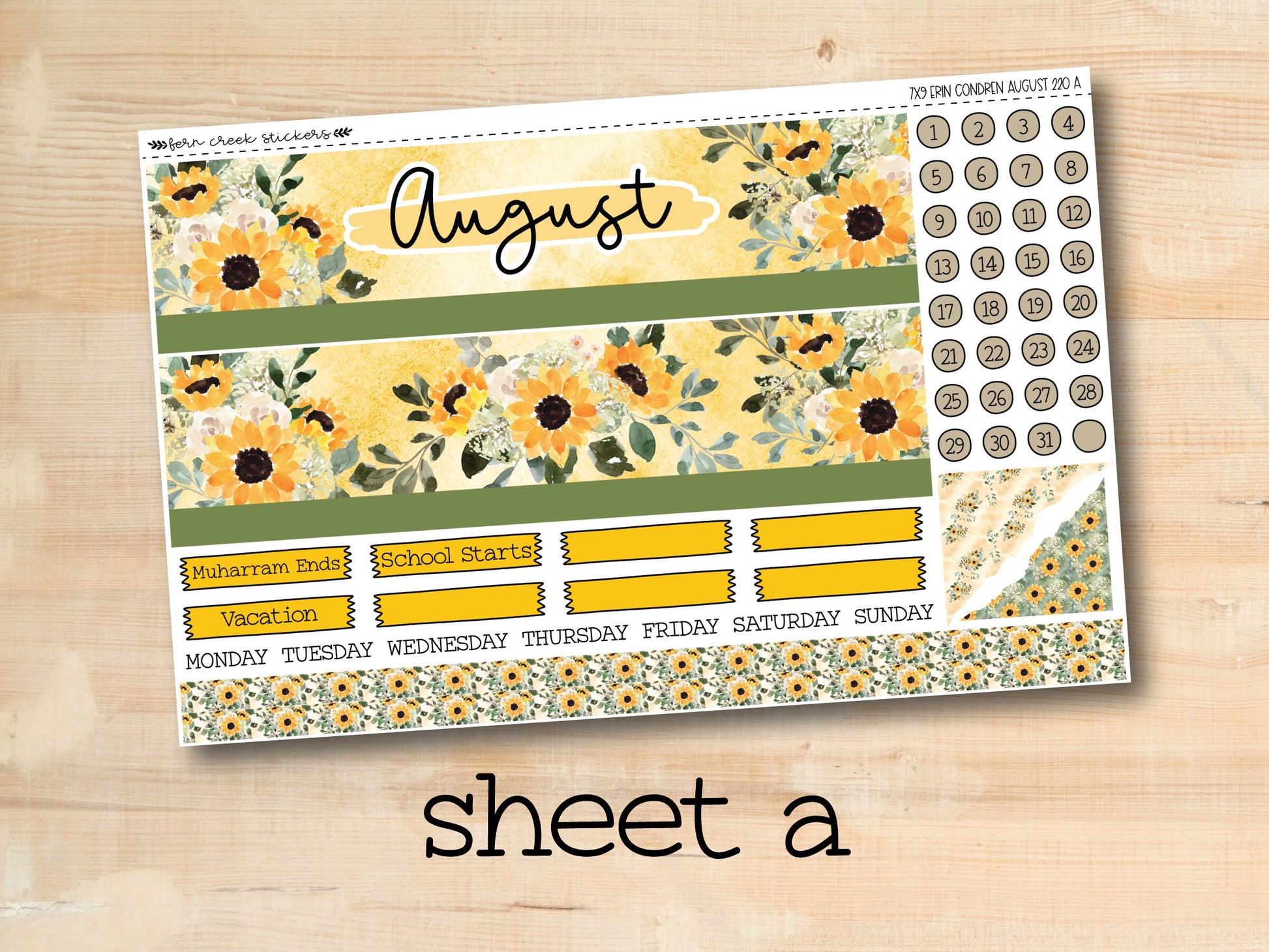 a yellow and green floral planner sticker