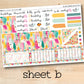 a colorful planner sticker with a wooden background