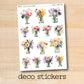 a sticker sheet with a bunch of flowers in vases