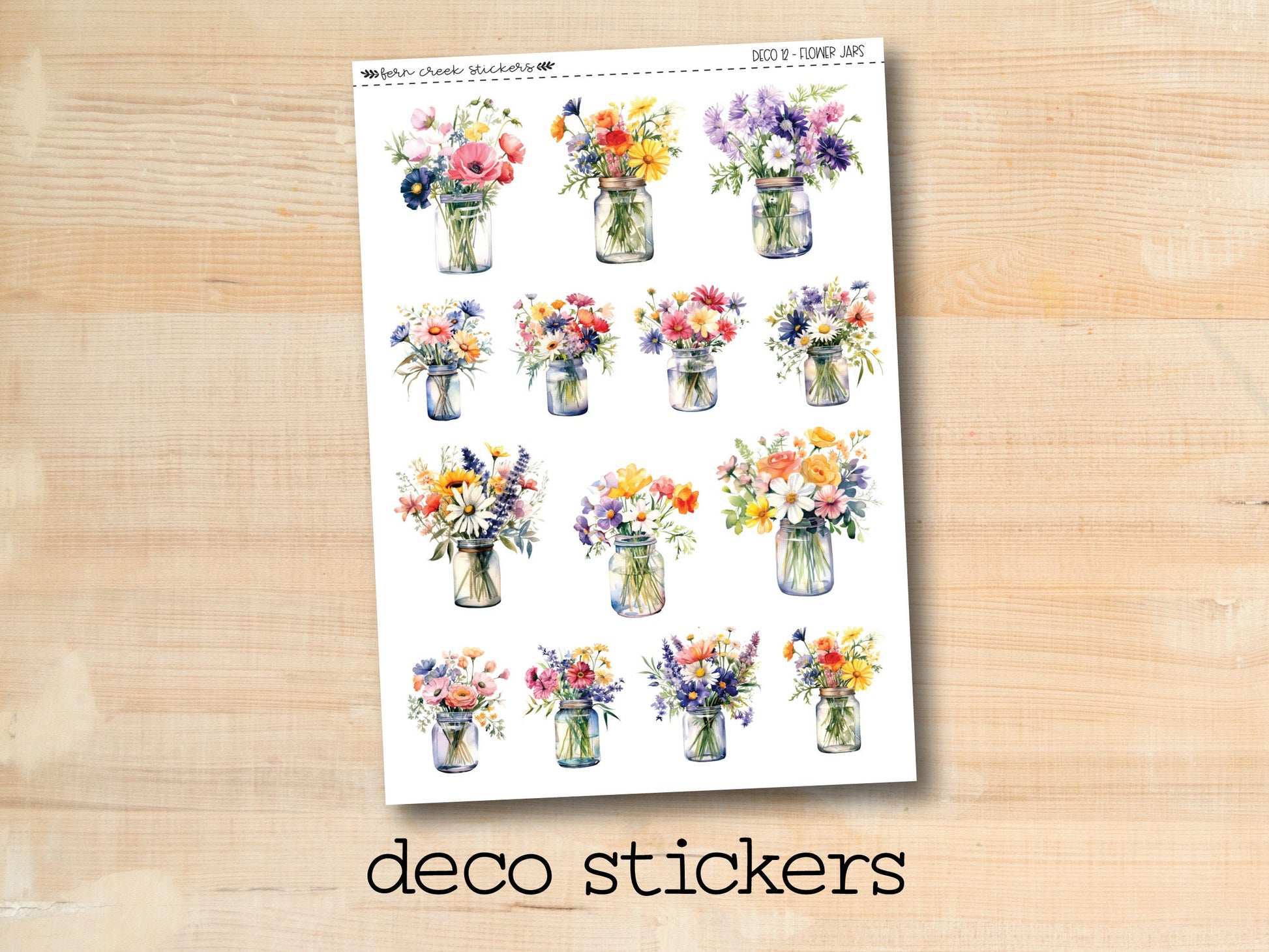 a sticker sheet with a bunch of flowers in vases