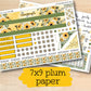 a yellow and green floral planner sticker with the words, 7x9 plum