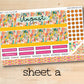 a colorful planner sticker with the words august on it