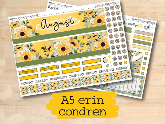 a5 sticker sheet with sunflowers and the words august on it