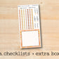 a checklist and extra box on a wooden surface