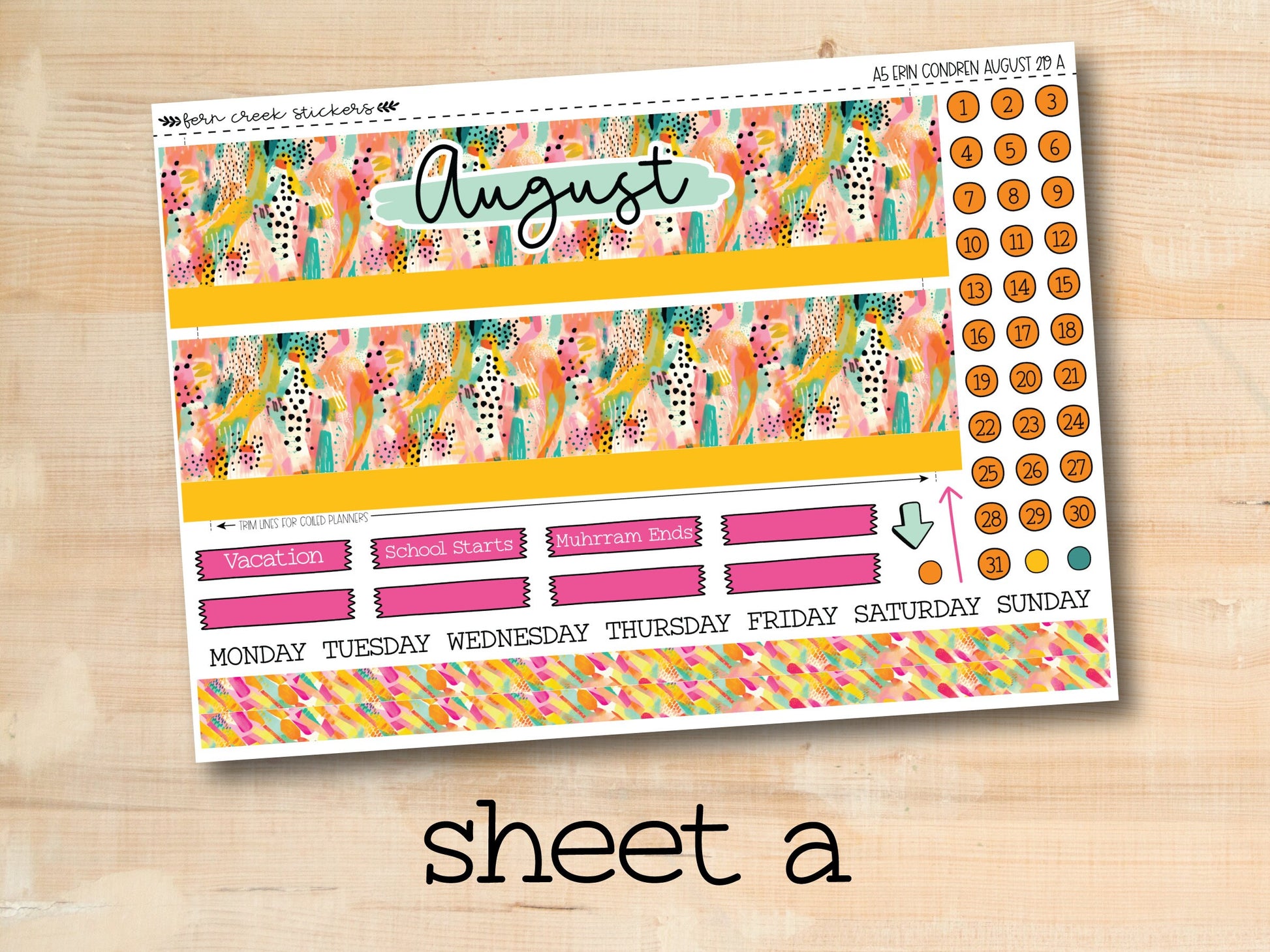 a printable planner sticker with the words august on it