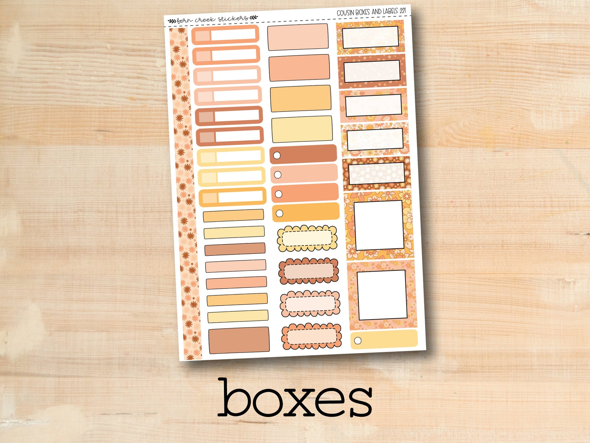 a sticker sheet with a variety of boxes on it