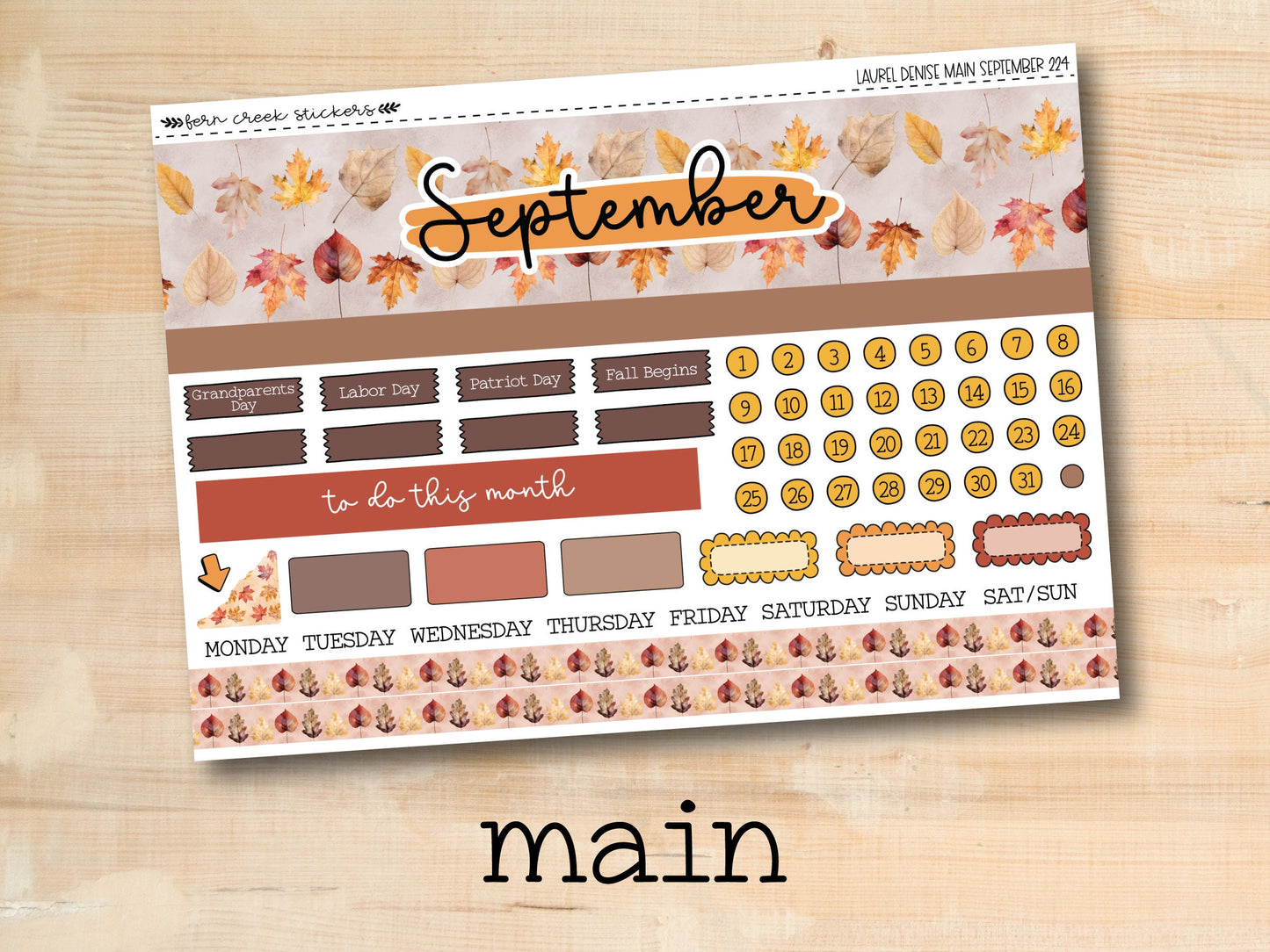 a sticker sheet with a fall theme