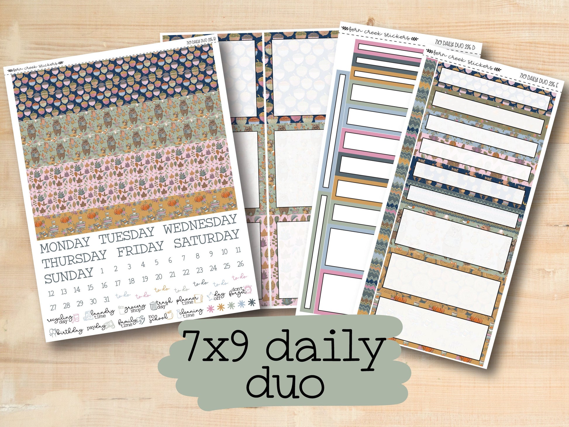 a variety of daily planner pages with the text 7x9 daily duo