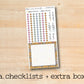 a checklist and extra box on a wooden surface