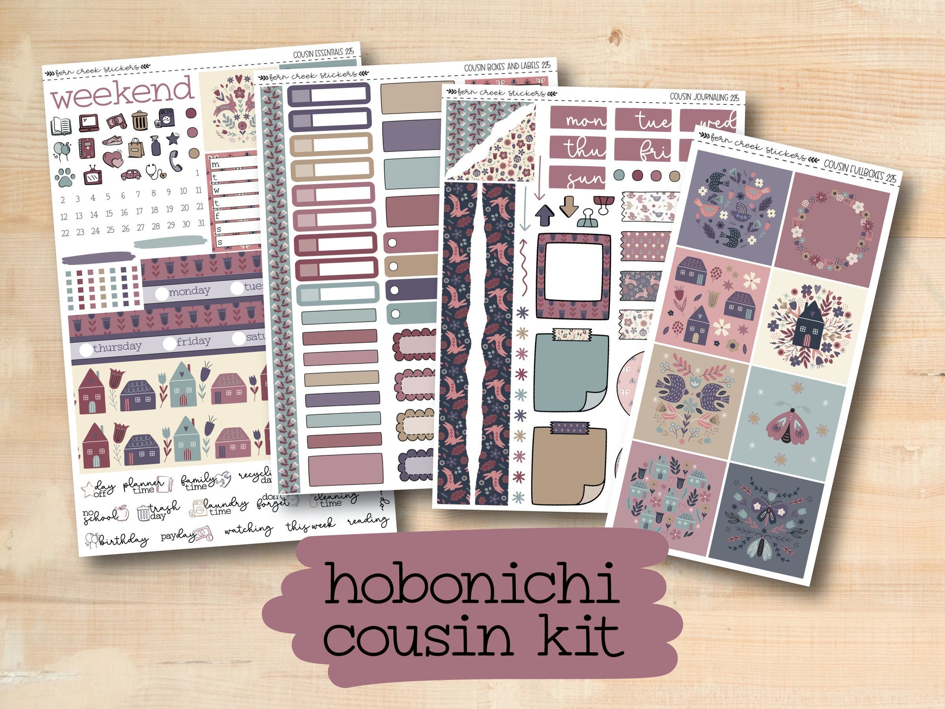 the hobonich cousin kit includes a variety of stickers